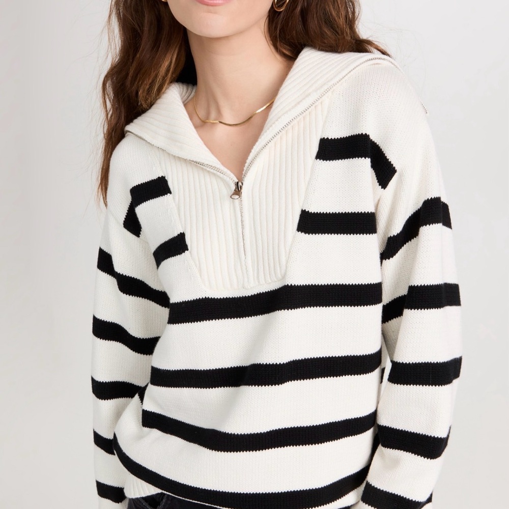 English Factory Striped Knit Pullover
